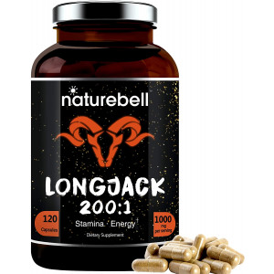 Long Jack Extract as Tongkat Ali 200:1, 1000mg Per Serving, 120 Capsules, Supports Energy, Stamina and Immune System for Men and Women, Super LongJack Pills, Non-GMO