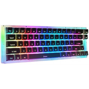 Womier 60% Mechanical Gaming Keyboard, 66 Keys Hot Swappable Tyce-C Wired RGB Backlit Gateron Switch Custom Mechanical Keyboard with Crystalline Base for Win/Mac (Blue Switch,White)