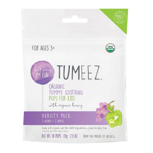 TUMEEZ Organic Tummy Soothing Pops For Kids Variety Pack Grape, Apple