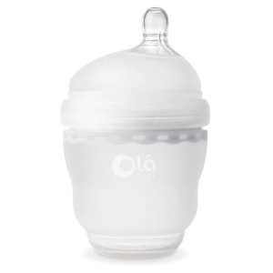 Olababy Gentle Bottle Silicone Wide Mouth Baby Bottle 4 oz, Frost