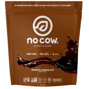 No Cow Vegan Protein Powder, Chocolate, 20g Plant Based Protein, Recyclable Bag, Dairy Free, Soy Free, No Sugar Added, Keto Friendly, Gluten Free, Naturally Sweetened, Non GMO, Kosher, 1.74 Pound