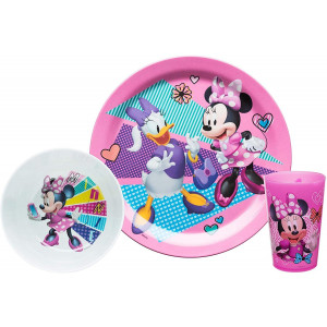 Zak Designs Minnie Mouse 3-Piece Plate, Bowl and Tumbler Set