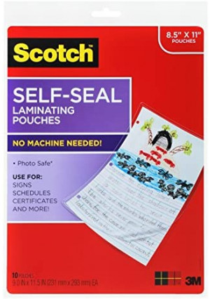 Scotch® Self-Sealing Laminating Pouches LS854-10G, Gloss Finish, Letter Size (Pack of 10)