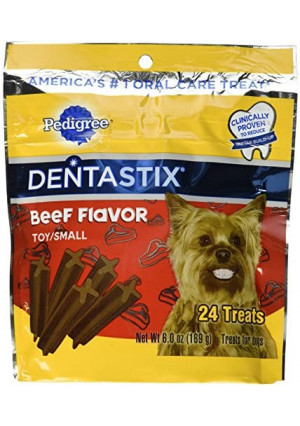 Pedigree Dentastix Beef Flavor Toy/Small Treats For Dogs - 6 Oz. 24 Treats