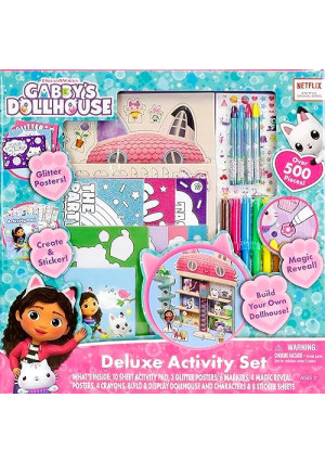 Gabby's Dollhouse Deluxe Activity Set - Creativity with Stickers, Coloring, and More, Feat. Gabby Cat and Friends, Playset Packed with Gabby's Dollhouse Accessories, for Kids Ages 3+