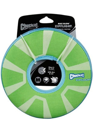 Chuckit! 2 Pack of Max Glow Zipflight Dog Toys, Medium 8.5-Inch2