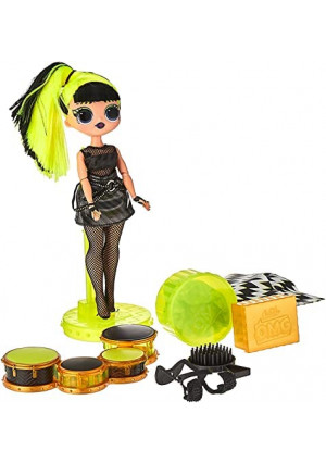 LOL Surprise OMG Remix Rock Bhad Gurl Fashion Doll with 15 Surprises Including Drums, Outfit, Shoes, Stand, Lyric Magazine, and Record Player Playset -Toys for Girls Boys Ages 4 5 6 7+,Multicolor