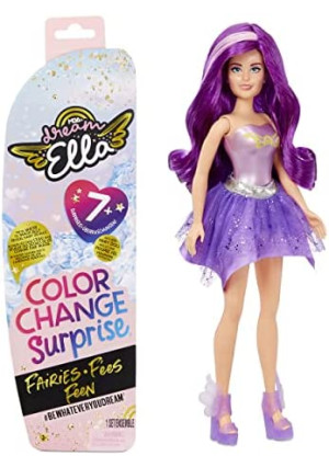 MGA's Dream Ella Color Change Surprise Fairies, Aria Purple Fashion Doll with 7+ Surprises Including Outfit & Accessories, Castle Play Pretend Gift for Kids, Toys for Girls & Boys Ages 3 4 5+ Years