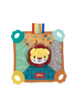 Nuby Plush Teether Teething Blankie, Lion