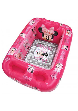 Disney Minnie Mouse Air-Filled Cushion Bath Tub - Free-Standing, Blow up, Portable, Inflatable, Safe Bathing, Baby Bathtub, Toddler Bathtub