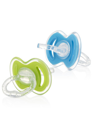 Nuby Gum-eez Pacifier Teether Set with Cover, 2 Pack, Blue and Green