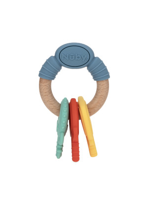 Nuby Natural Silicone and Wood Teether, Key Ring Design