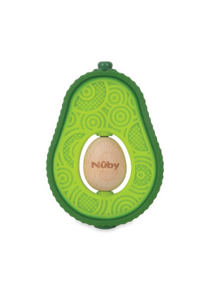 Nuby Avocado Muncher Natural Teether with Silicone and Wood