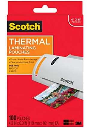 Scotch Thermal Laminating Pouches, 5 Mil Thick for Extra Protection, 4.3 Inches x 6.3 Inches, 100 Pouches (TP5900-100)