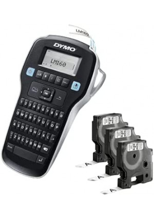 DYMO Label Maker with 3 D1 DYMO Label Tapes | LabelManager 160 Portable Label Maker, QWERTY Keyboard, One-Touch Smart Keys, Easy-to-Use, for Home & Office Organization