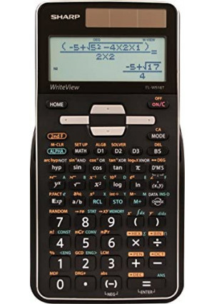 Sharp EL-W516TBSL 16-Digit Advanced Scientific Calculator with WriteView 4 Line Display, Battery and Solar Hybrid Powered LCD Display, Black & White, Black and Silver, Model Number: ELW516TBSL