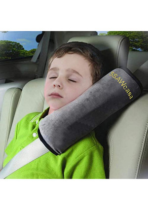 Seatbelt Covers,Seat Belt Cushion for Adults,Kids Car Seat Strap Covers,Toddler Travel Car Pillow,Carseat Safety Strap Shoulder Pads Protector,Auto Children Head Neck Support Seatbelt Pillow (Gray)