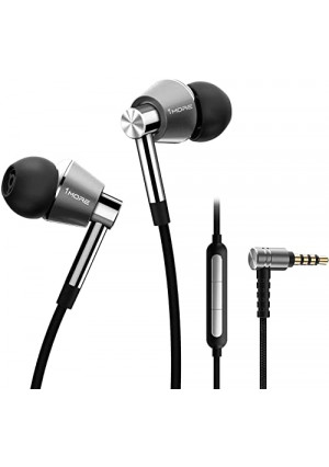 1MORE Triple Driver In-Ear Earphones Hi-Res Headphones with High Resolution, Bass Driven Sound, MEMS Mic, In-Line Remote, High Fidelity for Smartphones/PC/Tablet - Silver