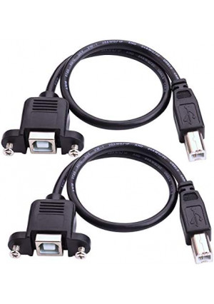 USB B Printer Extension Cable - iGreely 2Pack 1-Feet Panel Mount USB 2.0 Cable B to B - F/M (1ft)