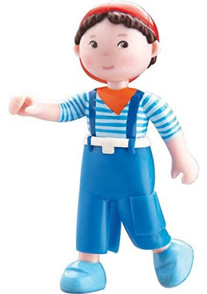 HABA Little Friends Matze - 4" Boy Dollhouse Toy Figure with Blue Overalls and Red Cap