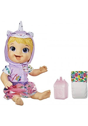 Baby Alive Tinycorns Doll, Unicorn, Accessories, Drinks, Wets, Blonde Hair Toy for Kids Ages 3 Years and Up