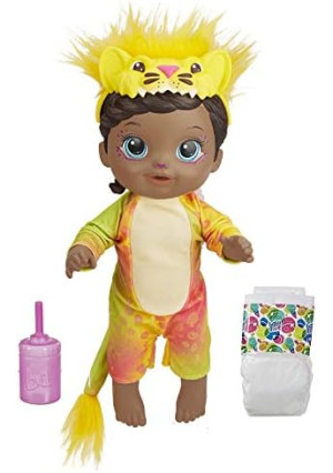 Baby Alive Rainbow Wildcats Doll, Lion, Accessories, Drinks, Wets, Lion Toy for Kids Ages 3 Years and Up, Black Hair