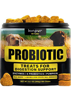 Probiotics for Dogs - Support Gut Health, Itchy Skin, Allergies, Yeast Balance, Immunity - Dog Probiotics and Digestive Enzymes for Small, Medium and Large Dogs - 180 Probiotic Chews for Dogs, Duck