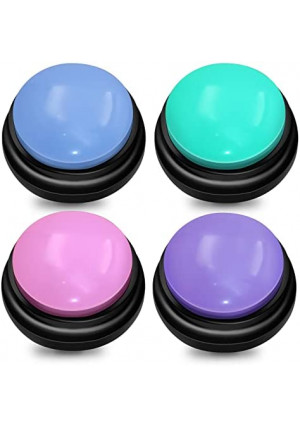 TRELC Dog Button for Communication, 30 Seconds Recordable Button, Pets Training Buzzers, Creative Gift for Kids Learning, Office Game, Pack of 4 (Pink + Green + Blue + Purple)