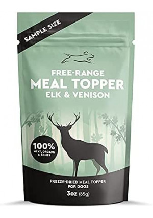 EBPP Free Range Dog Food Topper - Freeze Dried Raw Dog Food - Elk & Venison Dog Food Additives - Made in The USA