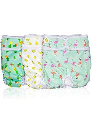 Pet Magasin Reusable Washable Dog Diapers (Pack of 3), Highly Absorbent with Strong & Flexible Velcro