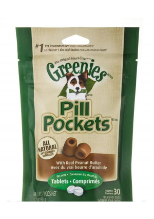 Greenies Pill Pockets Pill Pockets with Real Peanut Butter for Dogs (Tablets Size) - 30 Treats