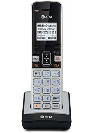 AT&T TL86003 Accessory Cordless Handset, Silver/Black | Requires AT&T TL86103 to Operate