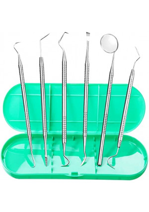 Dental Tools, Professional Plaque Remover for Teeth, Dental Hygiene Kit, Stainless Steel Oral Care Cleaning Tools Set with Tooth Scraper Plaque Tartar Remover, Metal Dental Pick Scaler - with Case