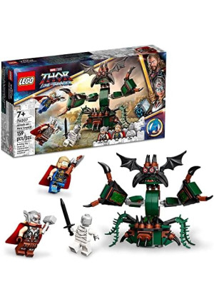 LEGO Marvel Attack on New Asgard, Thor Buildable Toy 76207 with Hammer, Stormbreaker and Monster Figure, Love and Thunder Movie Set