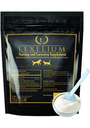 Lexelium Nursing Supplement and Vitamins for Nursing Dogs and Cats - Nursing, Lactation and Recovery Supplement for Breeders - Muscle & Mental Development for Puppies and Kittens - 200g