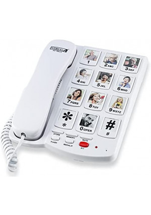 Future Call FC-0613 Picture Phone for Seniors w/10 One Touch Picture Memory Keys | Dementia Alzheimers Telephones For Seniors | Amplified Telephones For Hearing Impaired Seniors | 40db Volume Handset