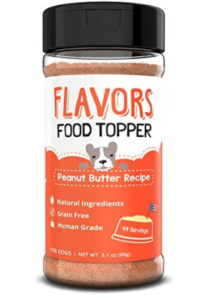 Flavors Food Topper and Gravy for Dogs - Peanut Butter Recipe, 3.1 oz. - Natural, Human Grade, Grain Free - Perfect Kibble Seasoning and Hydrating Treat Mix for Picky Dog or Puppy