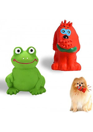 Squeaky Dog Toys Red Dog and Green Frog Combo,Screaming Rubber Chicken Dog Squeaky Toy,Latex Chew Molar Dog Toy,2pcs