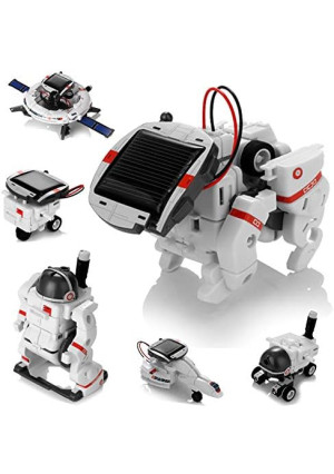 Solar Robot Toys 6 in 1 STEM Learning Kits Educational Space Moon Exploration Fleet Building Experiment Toys DIY Solar Power Science Gift for Kids Aged 8-12