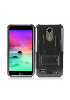 Black Contempo Tech Stand Case For LG K20 Plus / Harmony Phone