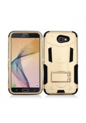 Gold Contempo Tech Stand Case For Samsung Galaxy J7 (2017) / J7V / Sky Pro Phone