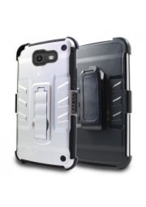 Silver Ninja Belt Clip Kickstand Hybrid Case For Samsung Galaxy Halo / Galaxy J7v Phone