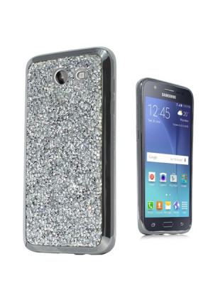 Silver Grey Crystal Diamond Stones Case For Samsung Galaxy Halo / Galaxy J7v Phone