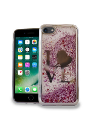 Love Pink Motion Glitter Case For Apple iPhone 7 / iPhone 8 Phone