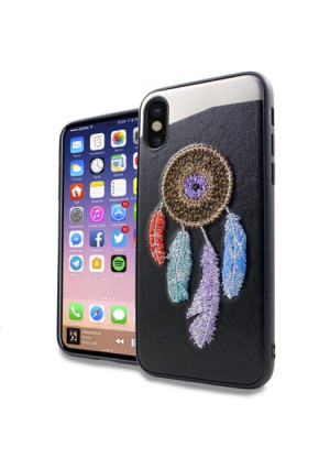 Rainbow Dreamcatcher Embroidery Texture Case For Apple iPhone X Phone