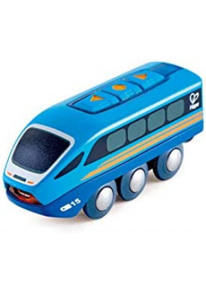 Hape Remote Control Engine Train | Kids Railway Toy, App or Button RC Vehicle with 5 Playable Sounds, Rechargeable Battery Feature, Blue, 4.65" Length x 1.5" Width x 1.97" Height