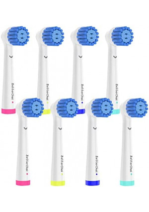 8 Pack Sensitive Gum Care Replacement Brush Heads Compatible with Oral b Braun Electric Toothbrush. Soft Bristle for Superior and Gentle Clean