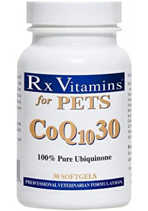 Rx Vitamins for Pets COQ10-30 for Dogs & Cats - Pharmaceutical Grade Ubiquinone - Professional Veterinary Formula - 30 Softgels