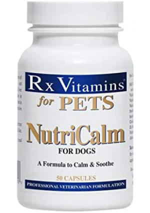 Rx Vitamins NutriCalm for Dogs - Veterinary Formula to Calm & Soothe Aggressive Behavior - Hypoallergenic - 50 Capsules