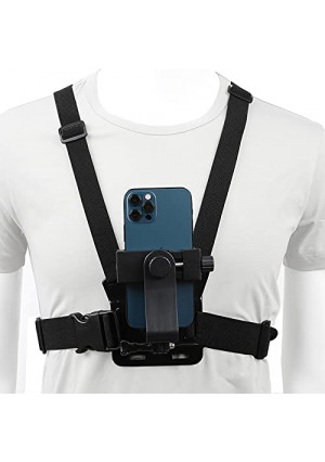 Pellking Mobile Phone Chest Mount Harness Strap Holder Cell Phone Clip Action Camera POV for Samsung iPhone Plus etc